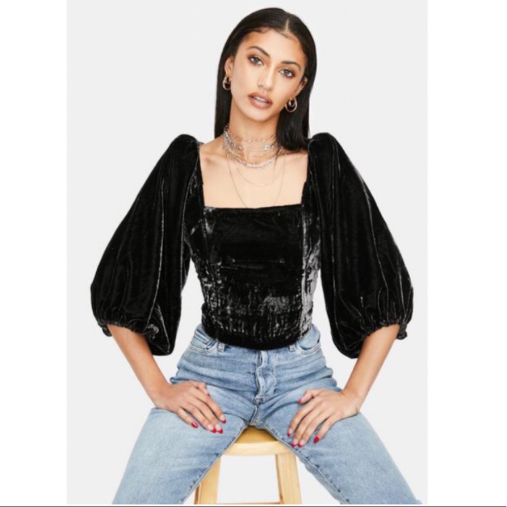 Free people Marie Velvet Open Back blouse